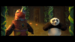 Kung Fu Panda Po With Mascot GIF