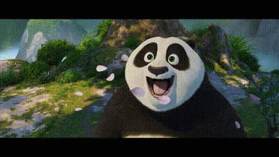 Kung Fu Panda Smiling With Petals Falling From Eyes GIF