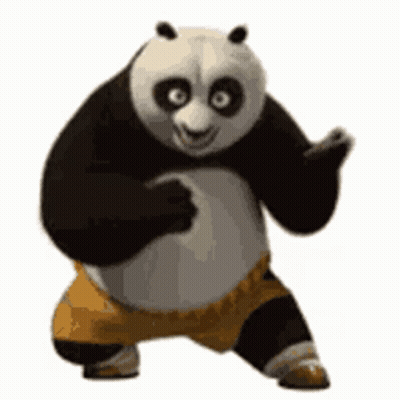 Kung Fu Panda Standing On One Leg Smiling GIF