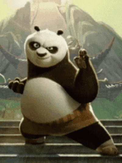 Kung Fu Panda Standing On Stairs In Karate Pose GIF