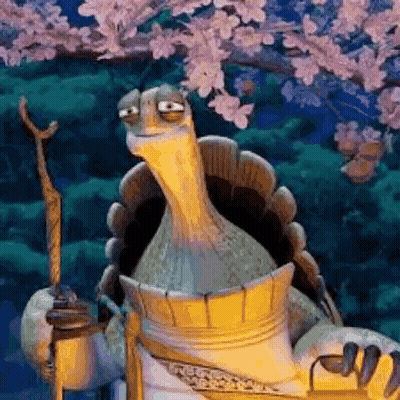 Kung Fu Panda Turtle Holding Cane GIF