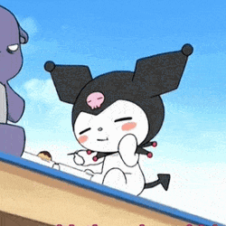 Kuromi Eating With Baku GIF