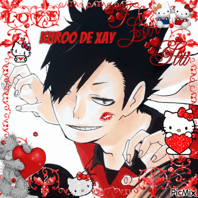 Kuroo De Xay With Hello Kitty And Red Heart GIF