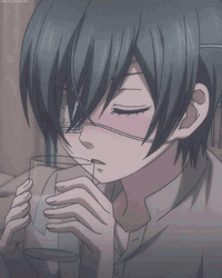 Kuroshitsuji Blushing Ciel Phantomhive Drinking Water GIF