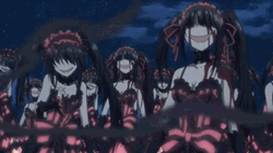 Kurumi Tokisaki Cloning Herself GIF