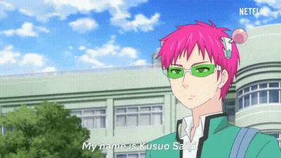 Kusuo Saiki Pink Hair Green Glasses GIF