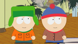 Kyle Broflovski And Stan Marsh Look Each Other GIF