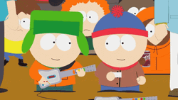 Kyle Broflovski And Stan Marsh Singing With Guitar GIF
