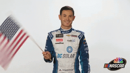 Kyle Larson Waving American Flag GIF