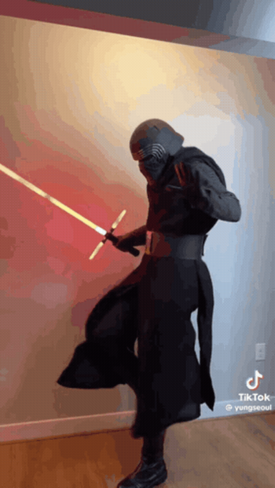 Kylo Ren Holding Lightsaber GIF