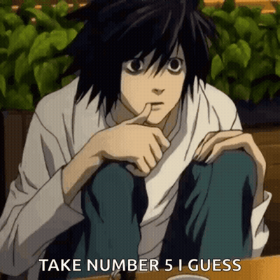 L From Death Note Says Take Number 5 I Guess While Sitting Down GIF