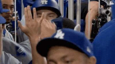 LA Dodgers Players High Fiving GIF