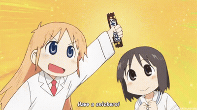 Lab Coat Girl Holding Snickers, Friend Says Have Snickers GIF
