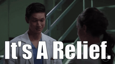 Lab Coat Man Tells Woman It's A Relief GIF