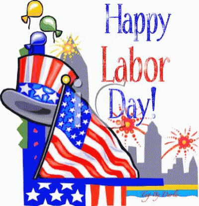 Labor Day Greeting Card With Flag Balloons Fireworks GIF
