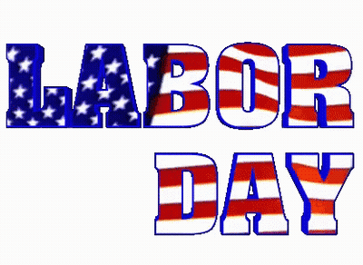 Labor Day Sign With American Flag GIF
