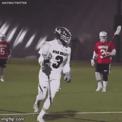 Lacrosse Player Wearing White Jersey Number 3 GIF