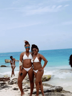 Ladies In White Bikina Funny Beach GIF
