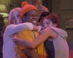 Ladies Man Fat Albert Hugged By Two Girls GIF