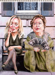 Ladies Sitting On A Bench GIF