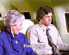 Lady Asking Man If First Time To Fly