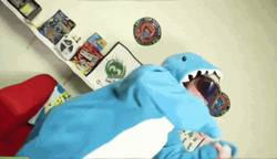 Lady Dancing Shark Suit GIF