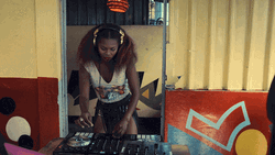 Lady DJ Grooving To The Music GIF