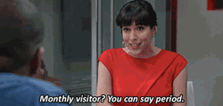 Lady Explaining Period And Monthly Visitor GIF