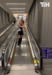 Lady Falling Down And Slipped On Elevator GIF