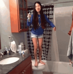 Lady Falling Down Inside The Bathroom GIF