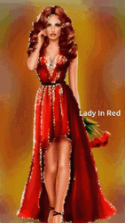 Lady In Red Glitters
