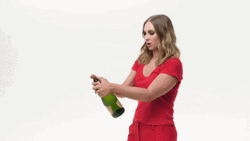 Lady In Red Popping Champagne Gone Wrong GIF