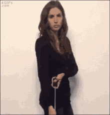 Lady Open Umbrella Middle Finger Design Flipping Off GIF