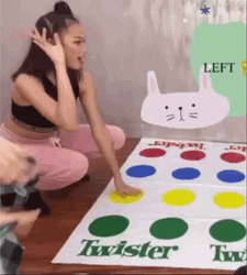Lady Playing Twister Board Colored Game GIF