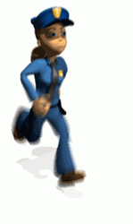 Lady Security Guard Running GIF