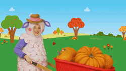 Lady Sheep Farming Pumpkins GIF