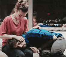 Lady Taking Care Of Sick Guy GIF