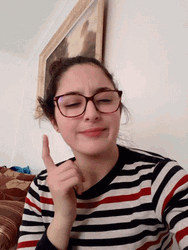 Lady Wearing Eyeglass Thinking Maybe So GIF