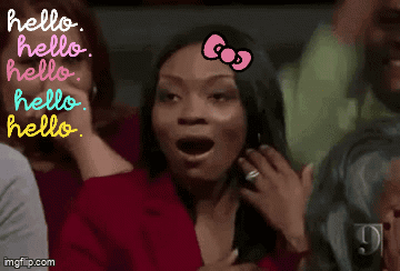 Lady With Hello Kitty Sticker On Hair GIF