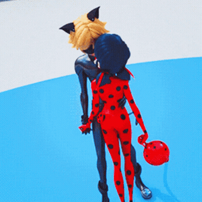Ladybug And Cat Noir Are Standing Next To Each Other GIF