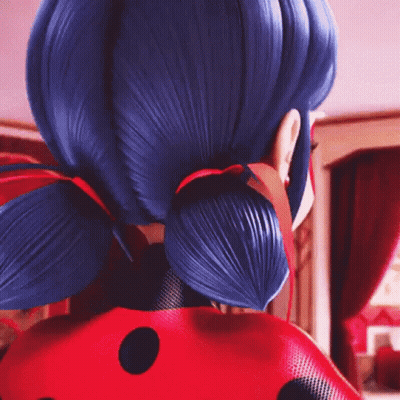 Ladybug Blue Hair Red Jacket Black Polka Dots GIF