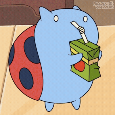 Ladybug Drinking Apple Juice Through Straw GIF