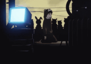 Lain Serial Experiment Anime Afraid GIF