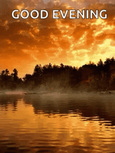 Lake At Sunset With Good Evening GIF