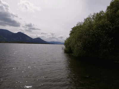 Lake With Mountains And Trees GIF