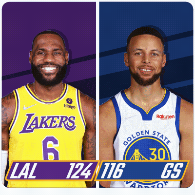 Lakers Player And Warriors Player Standing GIF