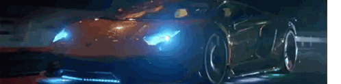Lamborghini Driving Night Blue Lights Sticker