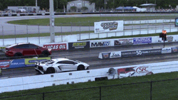 Lamborghini White Cars Passing Bridge GIF