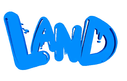 Land Written In Bright Blue Sticker