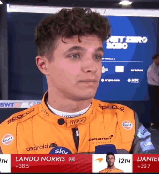 Lando Norris Race Car Driver In Orange Gulf Jacket GIF